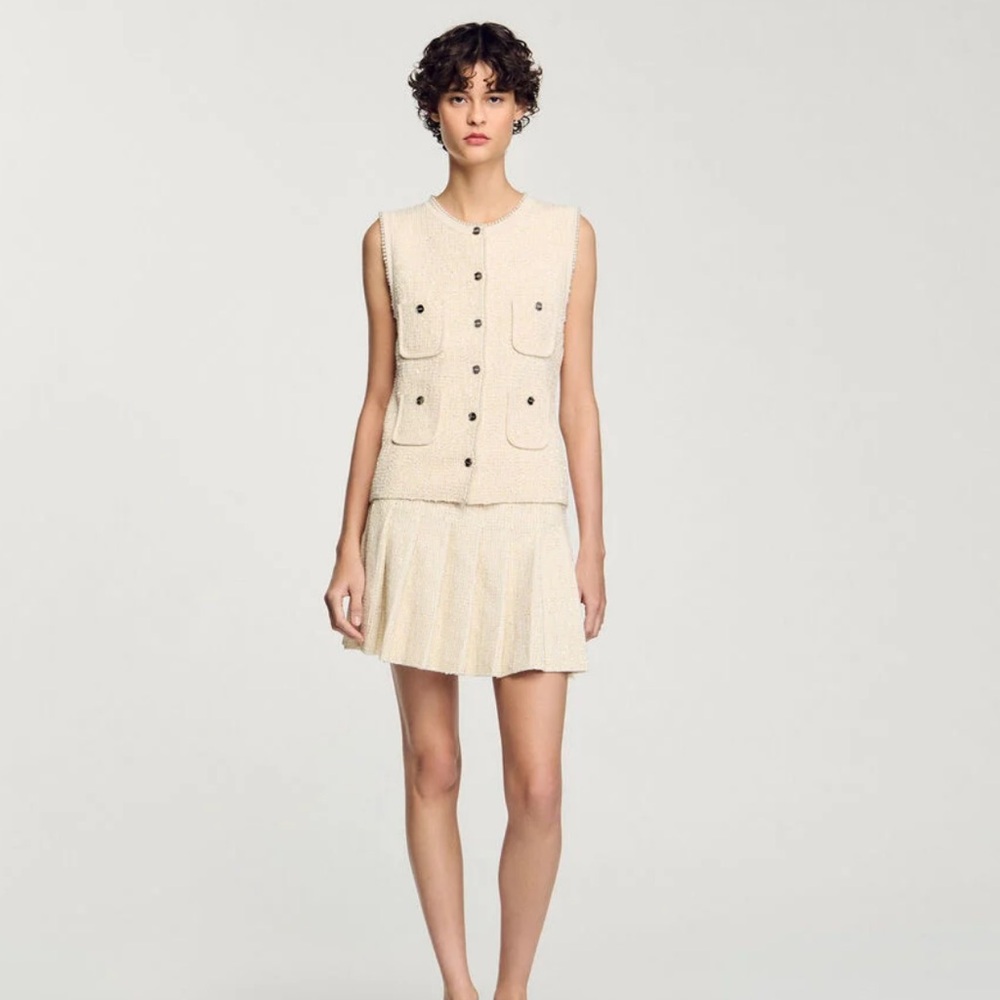 Sandro Cream Tweed Vest